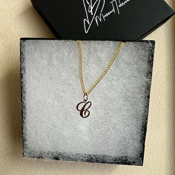 14k Real Gold Initial "C" Pendant | Charm- Real 14k Gold Letter "C" Pendant - Picture 6 of 15